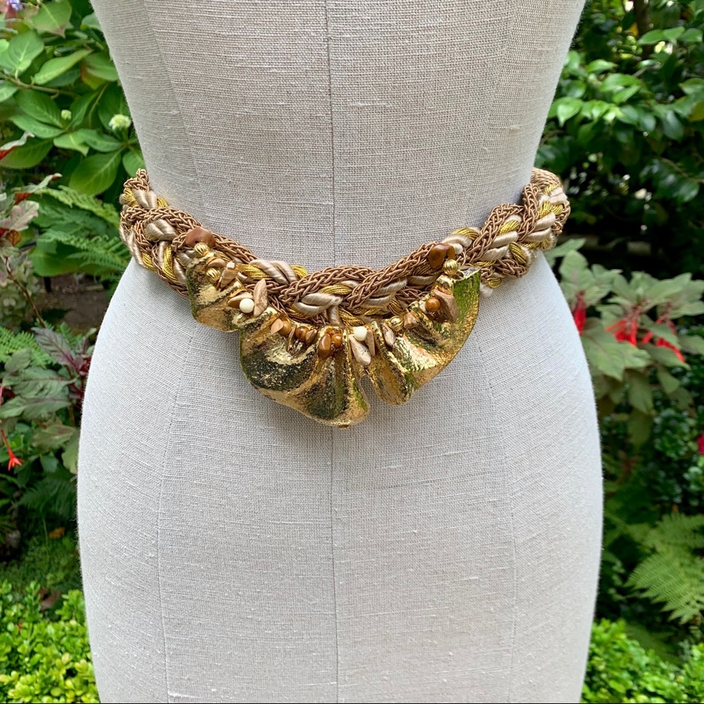 Vintage Carolyn Tanner Gold & Beige Belt